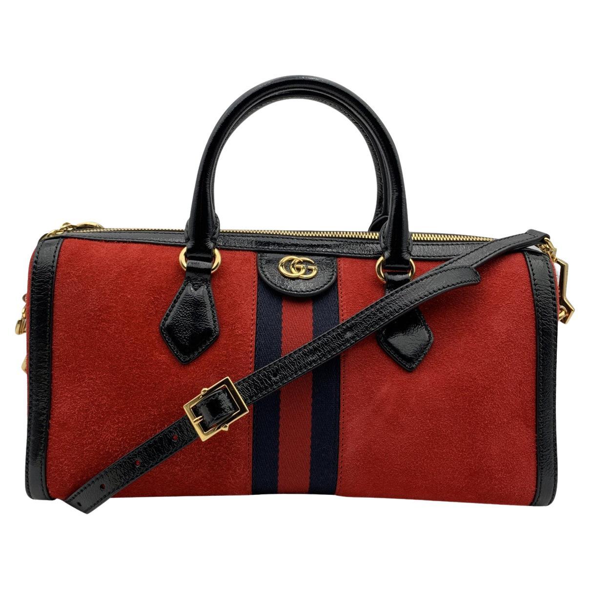 GUCCI Italian VINTAGE Burgundy LIZARD SKIN Top Handle Bag HANDBAG Purse