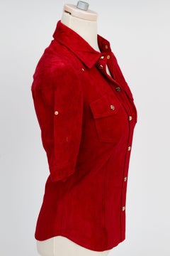 Gucci Red Suede Short Sleeve Shirt