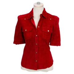 Gucci Red Suede Short Sleeve Shirt