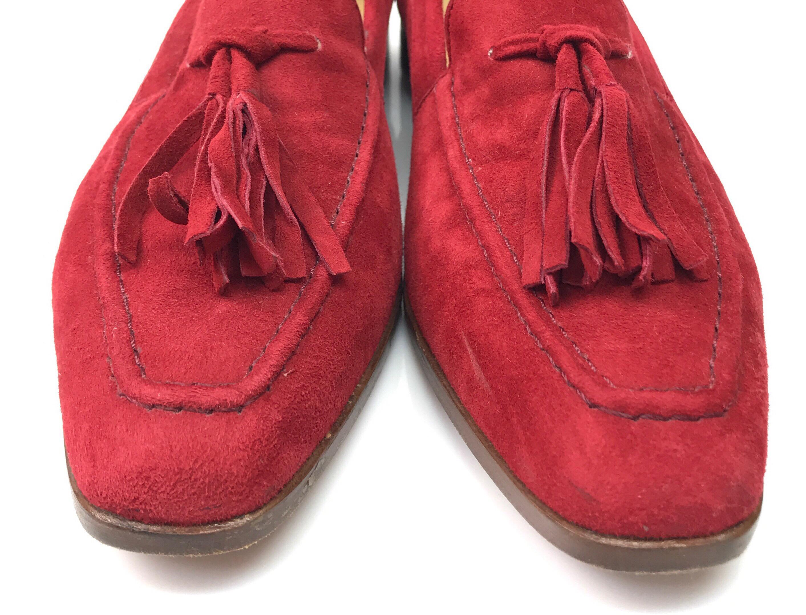 gucci red suede loafers