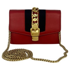 Used Gucci Red Super Mini Sylvie Chain Bag