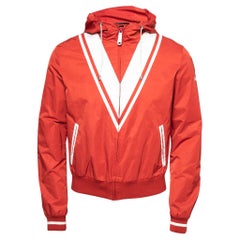 Gucci Red Synthetic Hooded Zip Front Jacket S