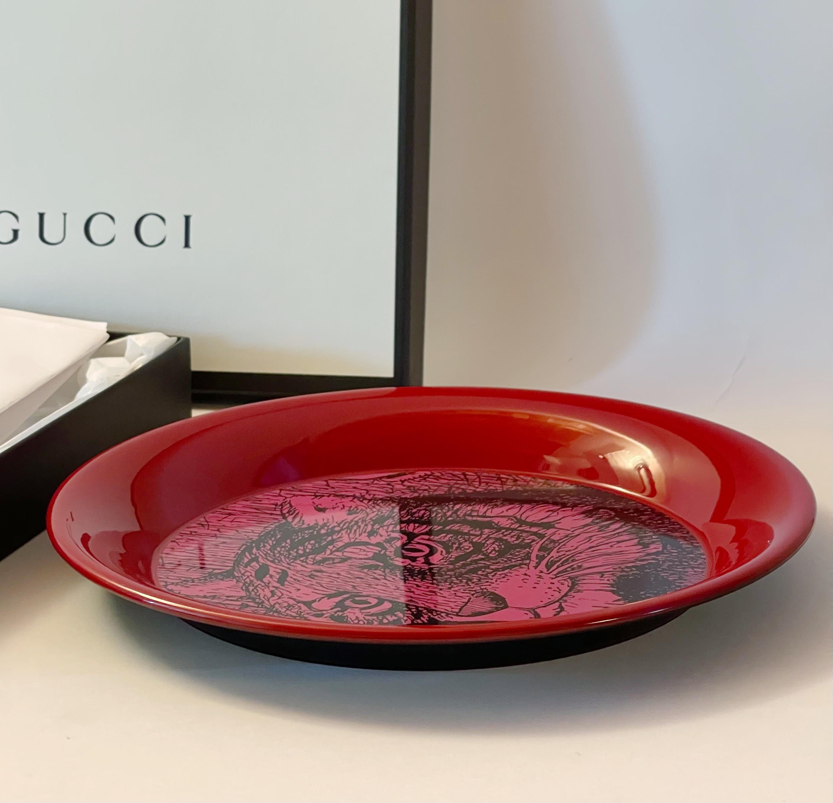 XXIe siècle et contemporain Plateau tigre rouge Gucci en vente