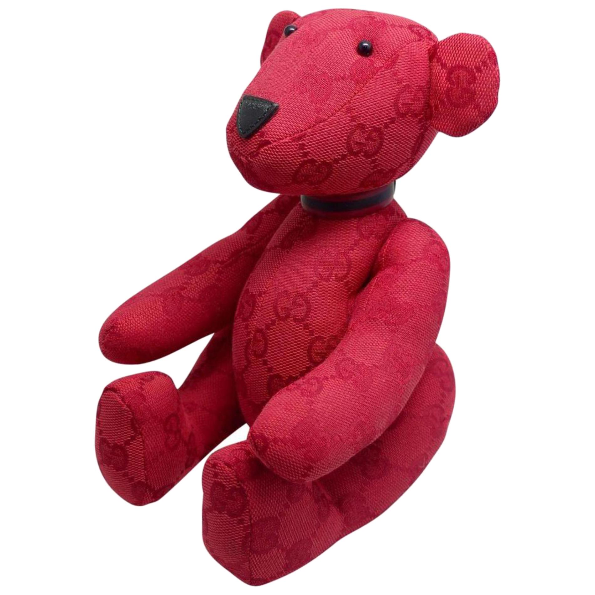 Gucci Red ( Ultra Rare ) Monogram Teddy Bear 6gr0103 For Sale at 1stDibs