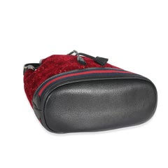 Gucci Red Velvet GG Monogram Bucket Bag