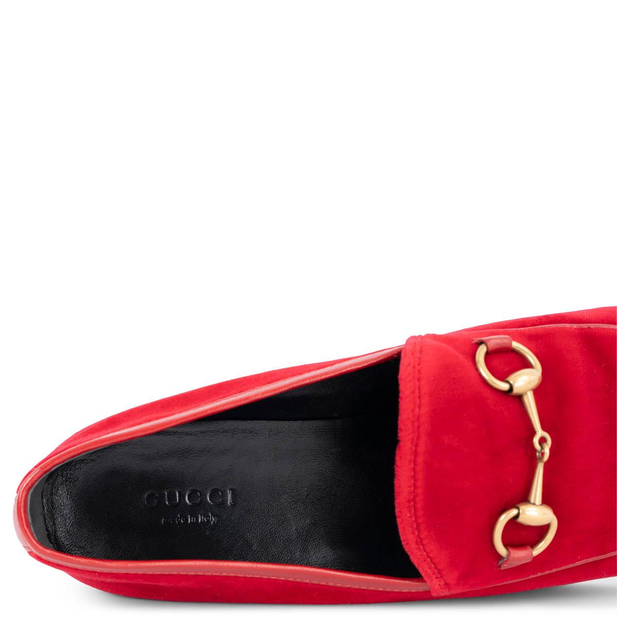 GUCCI red velvet JORDANN HORSEBIT Loafers Flats Shoes 38 2