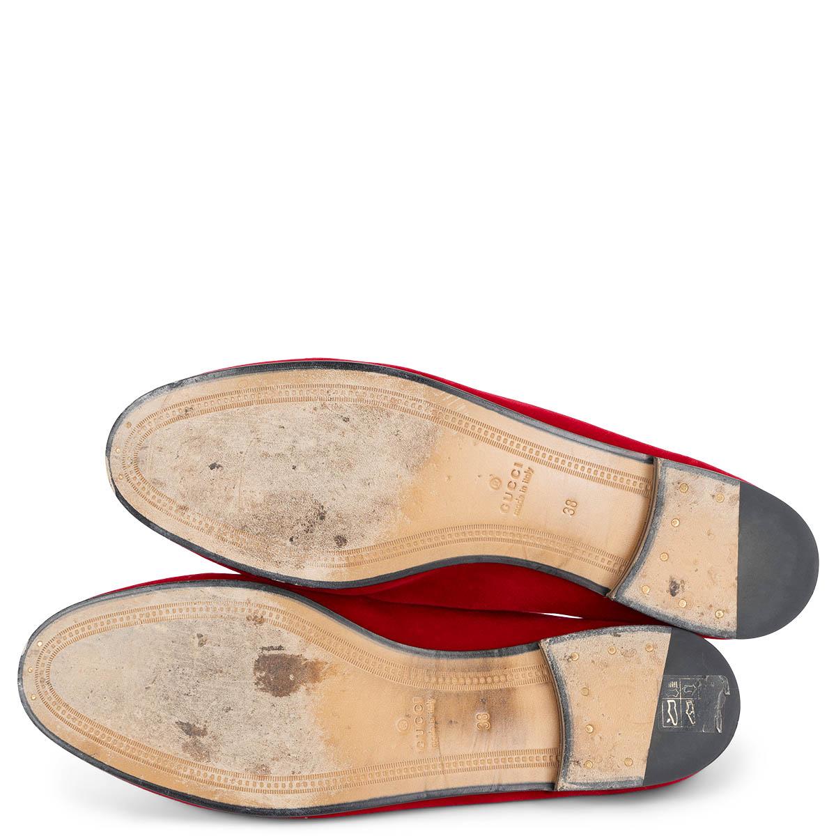 GUCCI red velvet JORDANN HORSEBIT Loafers Flats Shoes 38 3