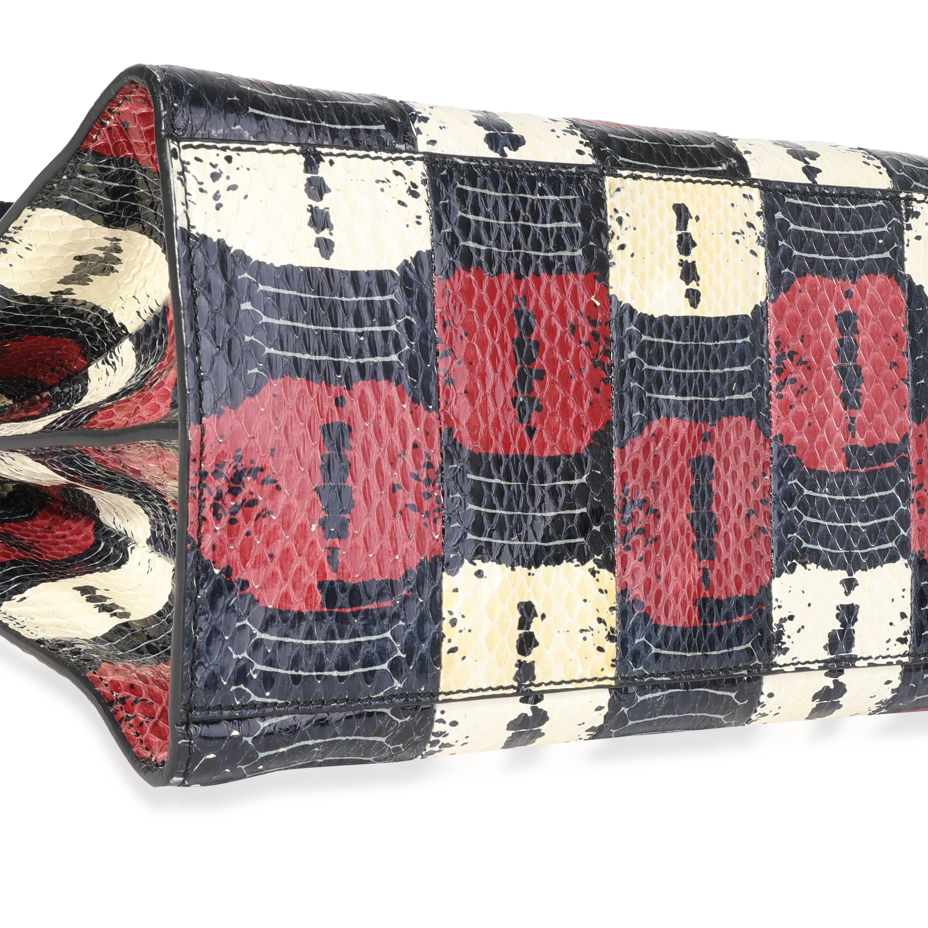 Marrone Gucci Borsa a manico superiore in bambù Nymphaea grande con serpente d'acqua rosso, bianco e blu in vendita