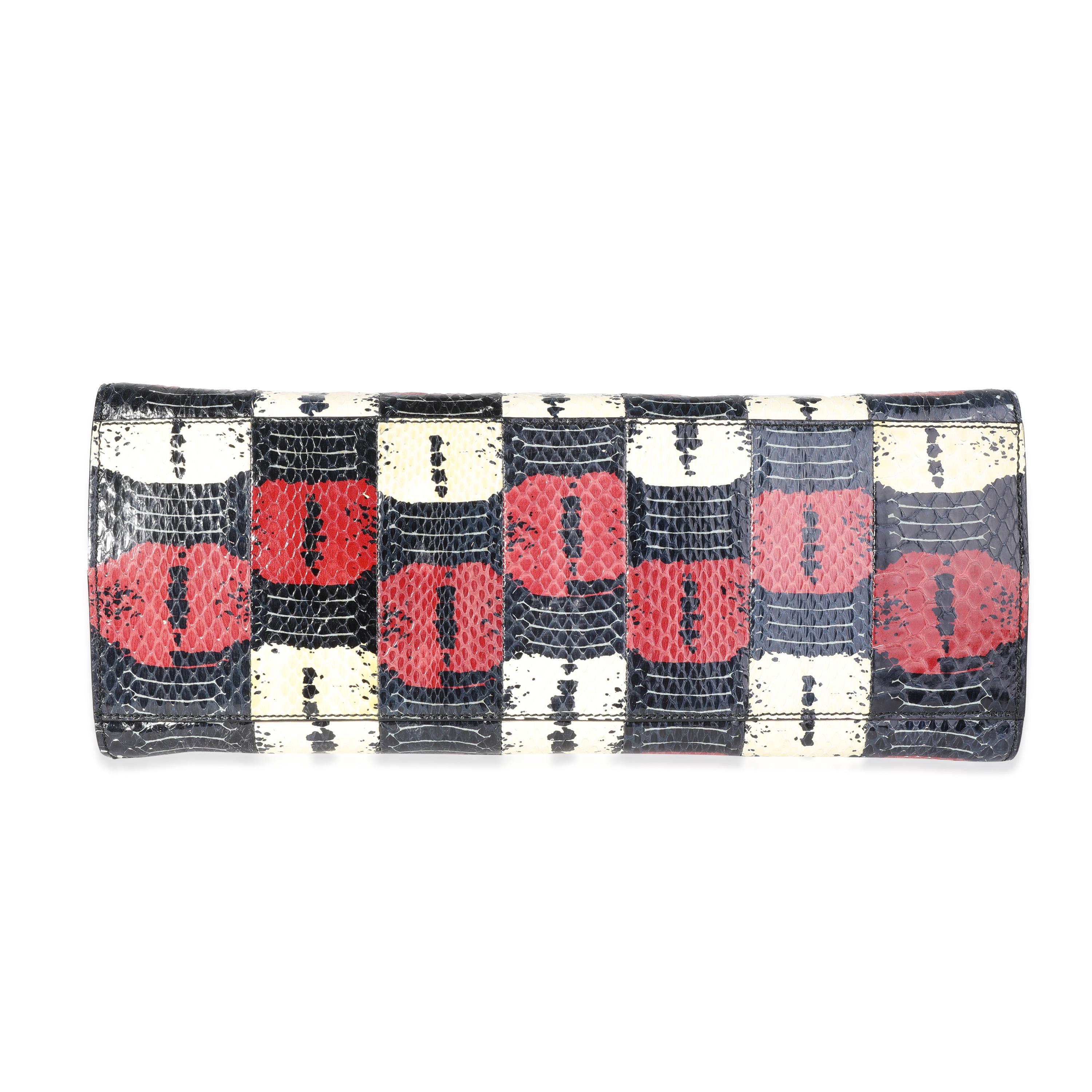 da uomo o donna Gucci Borsa a manico superiore in bambù Nymphaea grande con serpente d'acqua rosso, bianco e blu in vendita