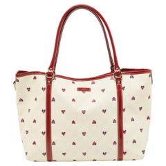 Gucci Red/White GG Supreme Coated Canvas and Leather Large Heart Joy Tote