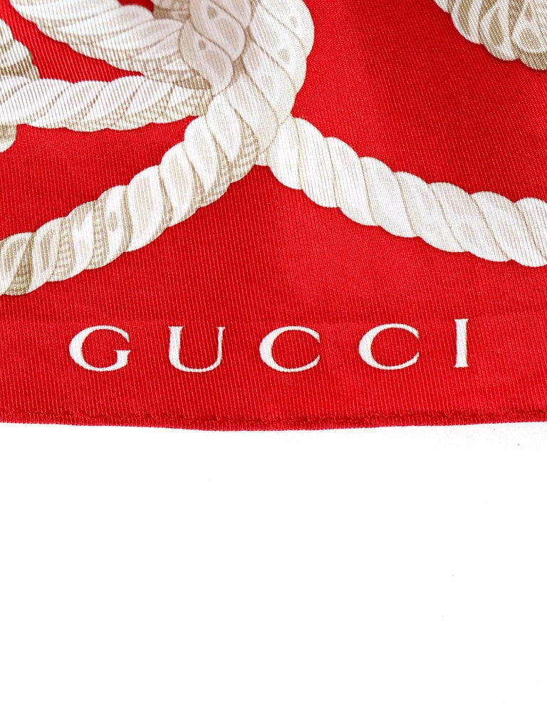 Gucci Red and White Silk Printed Back Tie Scarf Halter Top at 1stDibs