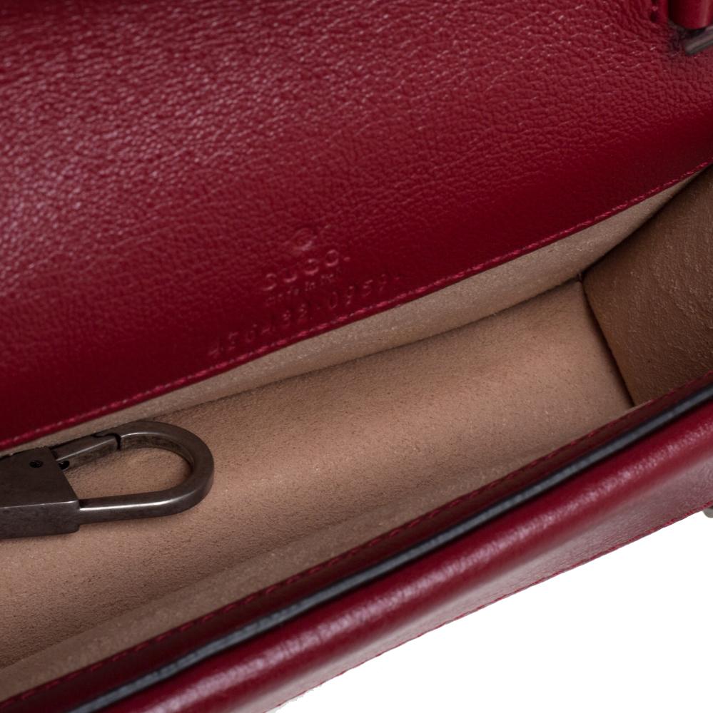 Gucci Red/White Tweed and Leather Mini Dionysus Crossbody Bag 5