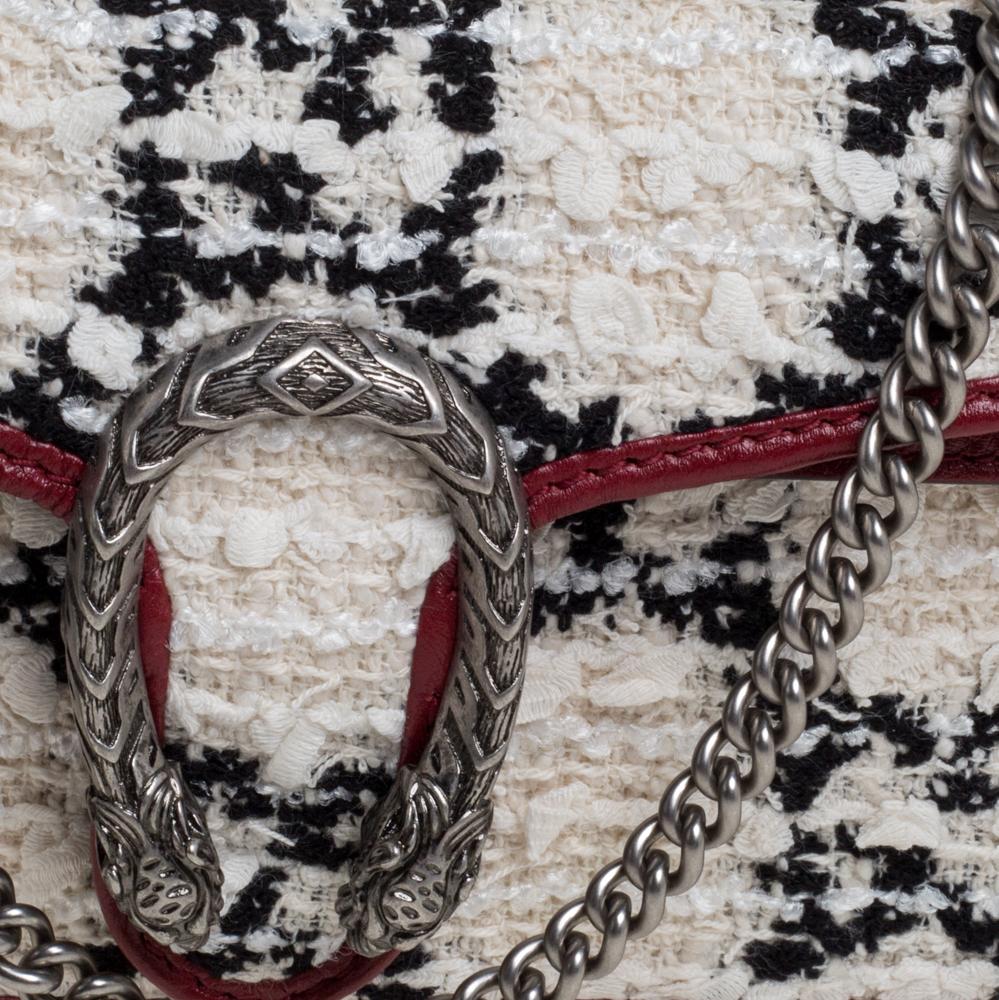Gucci Red/White Tweed and Leather Mini Dionysus Crossbody Bag 4