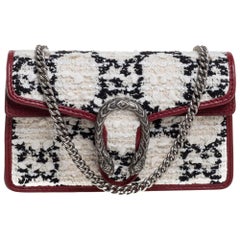 Used Gucci Red/White Tweed and Leather Mini Dionysus Crossbody Bag