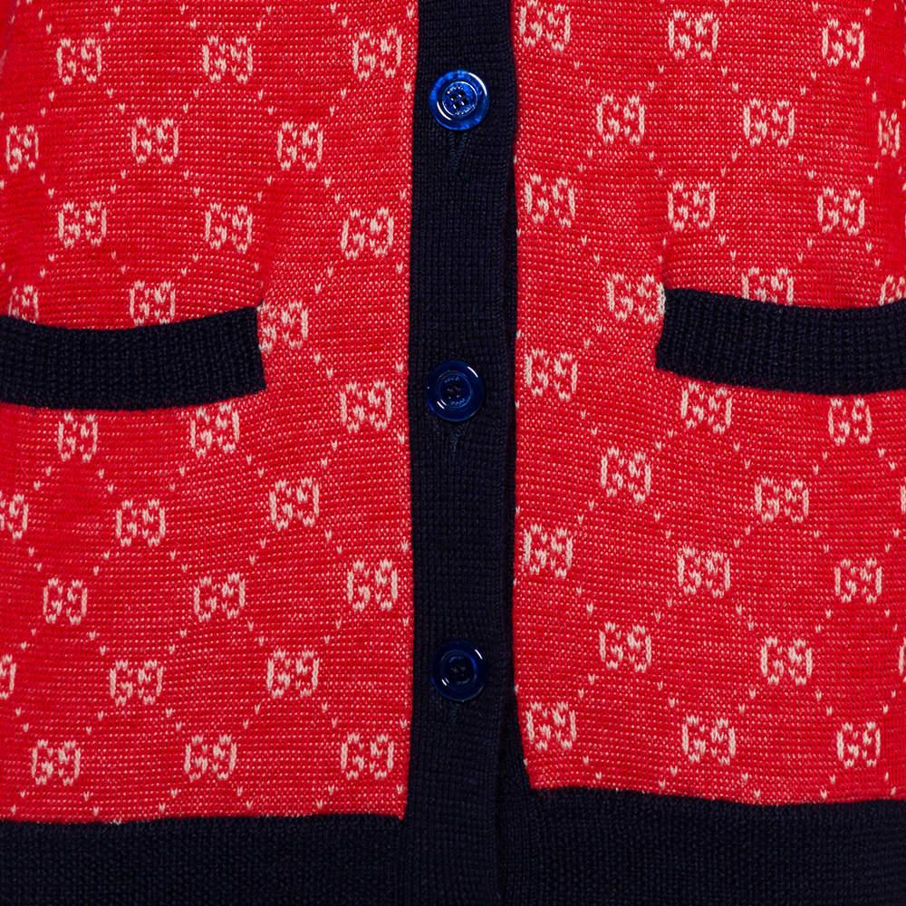 Gucci Red Wool & Alpaca Button Front Cardigan XS In New Condition In Dubai, Al Qouz 2