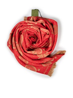 Gucci Red Wool GG Jacquard Scarf