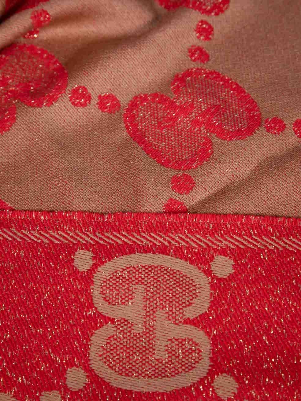 Gucci Red Wool GG Jacquard Scarf In New Condition For Sale In London, GB