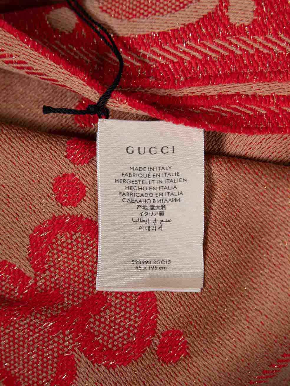 Women's Gucci Red Wool GG Jacquard Scarf