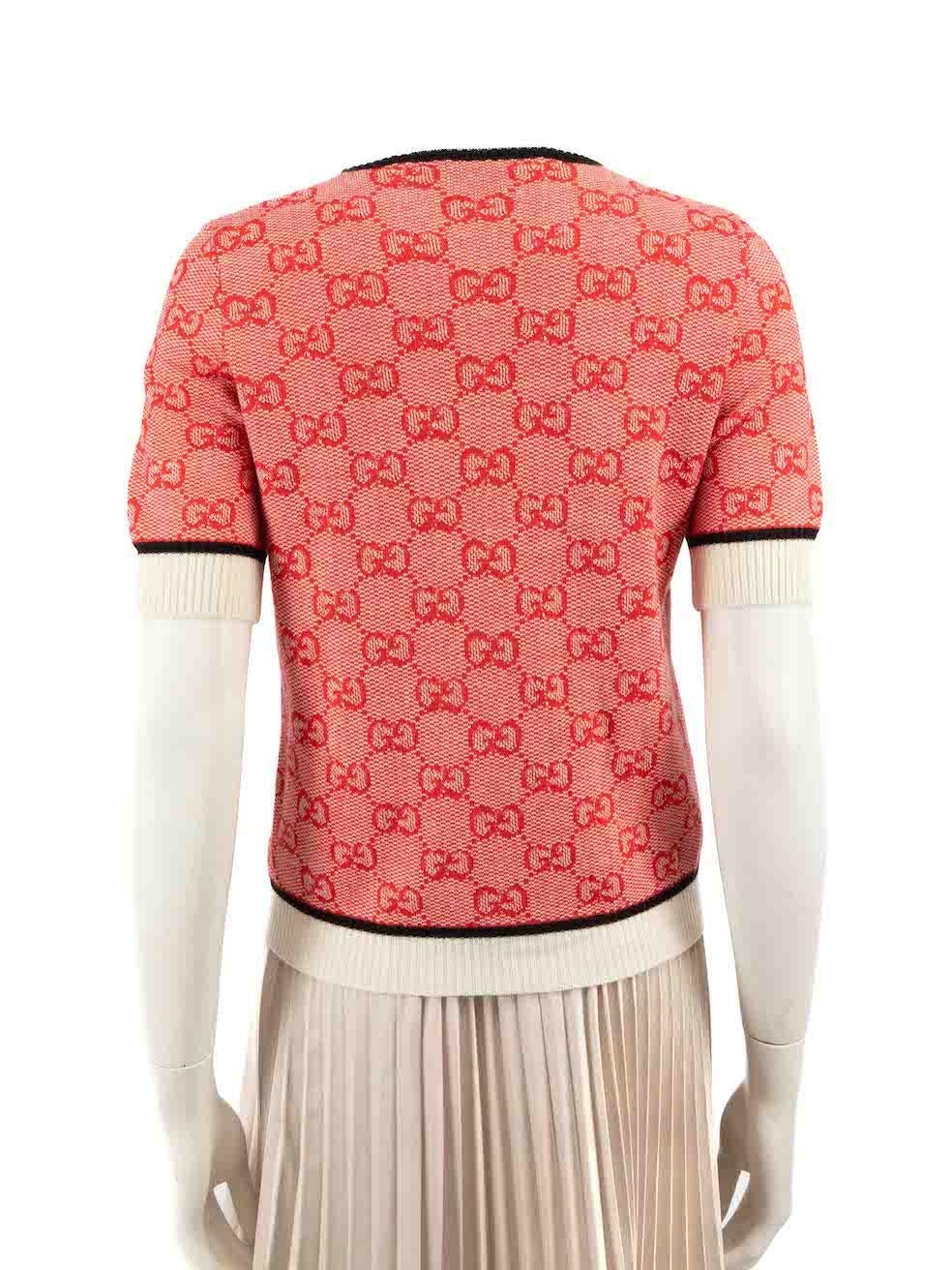 Top jacquard con logotipo GG de lana roja Gucci Talla M Rojo