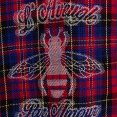GUCCI red wool L'AVEUGLE PAR AMOUR CHECK Muffler Scarf