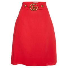 Gucci Red Wool & Silk Pencil Skirt 