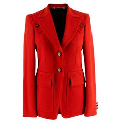 Gucci Rote Wolle einreihige maßgeschneiderte Jacke US4