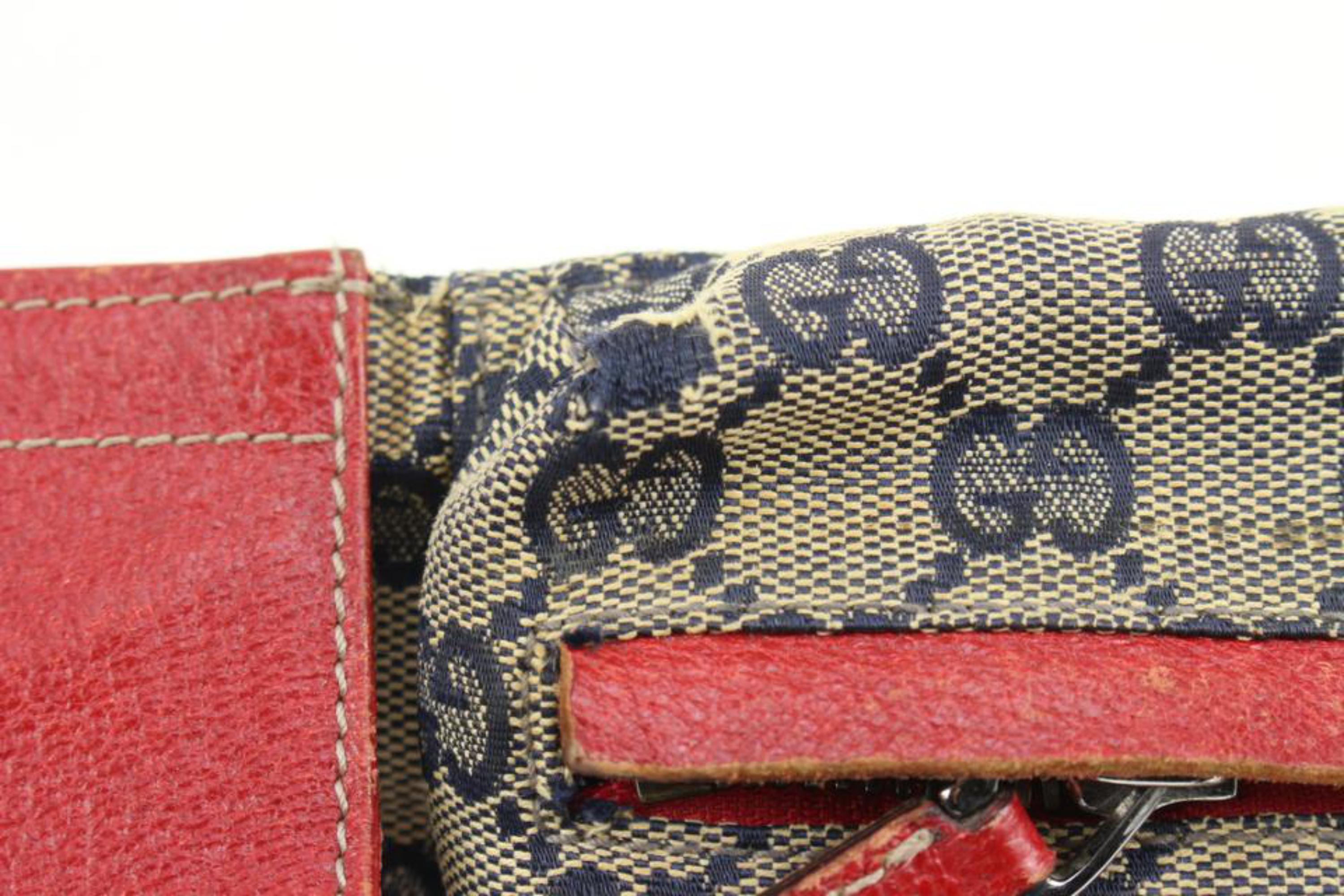Gucci Red x Navy Monogram GG Belt Bag Waist Pouch Fanny Pack 30g420s 4