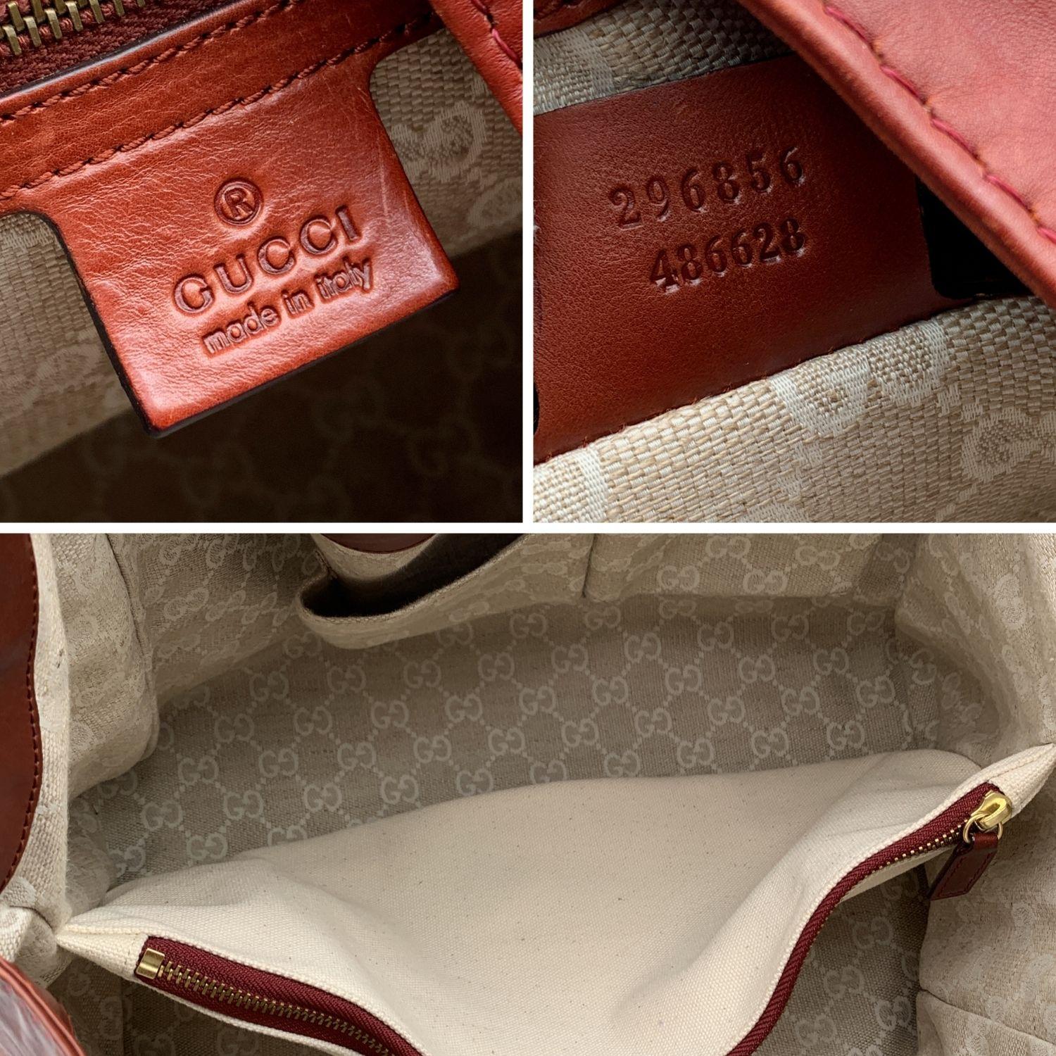 Gucci Rötlichbraunes Leder Steigbügel Hobo Tasche Umhängetasche 5