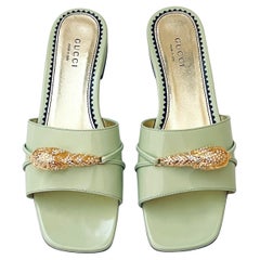 Gucci Regent Crystal Panther Head Slides Sandals