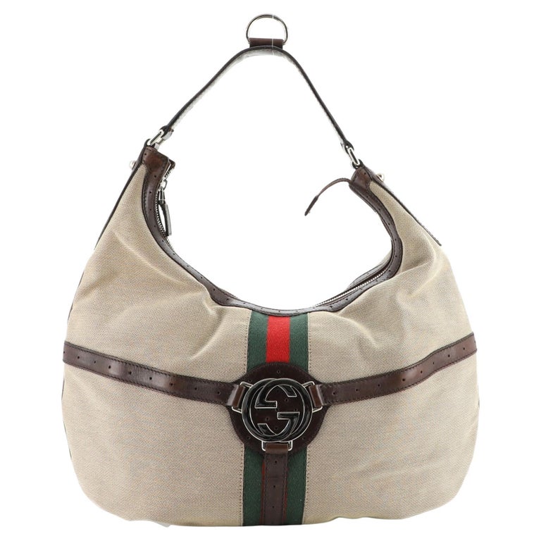 Gucci Reins Web Hobo Canvas Large at 1stDibs