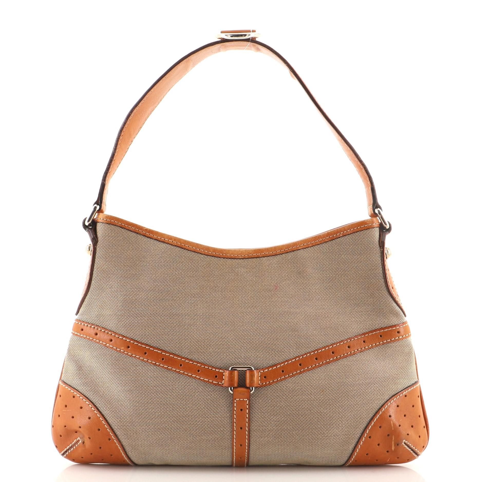 Brown Gucci Reins Web Hobo Canvas Medium