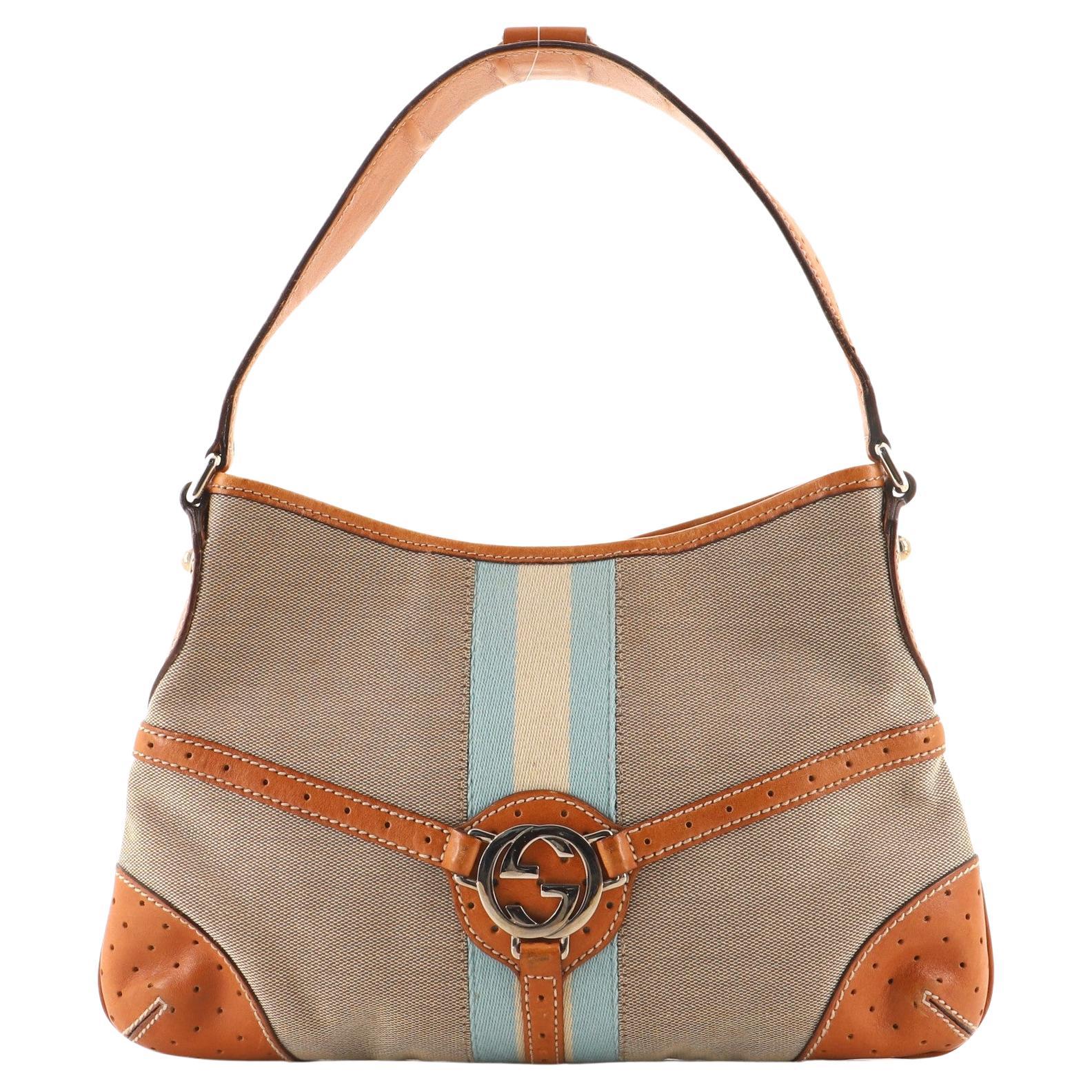 Gucci Reins Web Hobo Canvas Medium