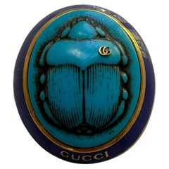 Gucci Resin and Enamel Scarab Brooch, 2010s 