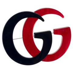 Gucci Resin Brooch Red & Black