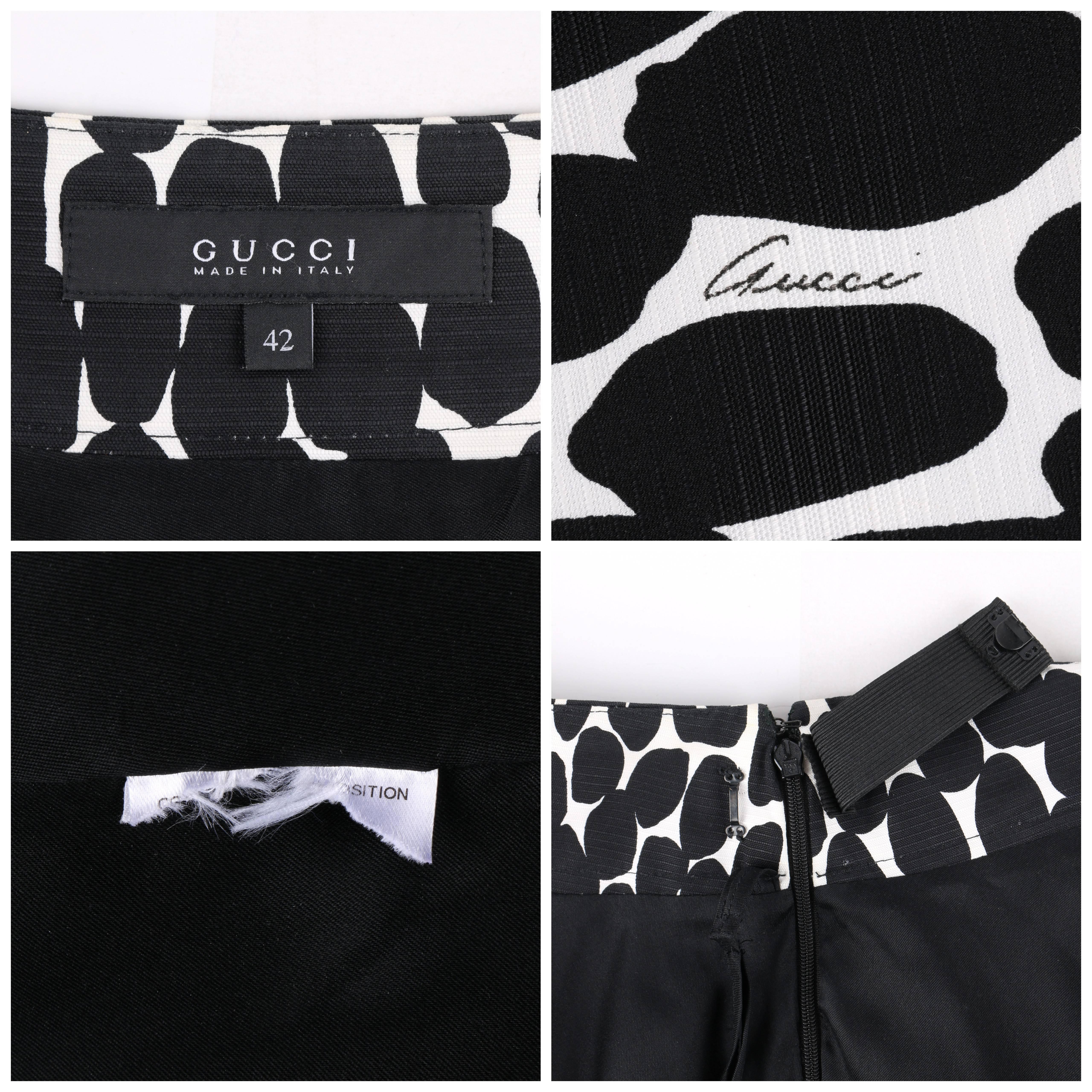 GUCCI Resort 2008 Black & White Abstract Polka Dot Knee Length Circle Skirt 3
