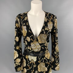 GUCCI Resort 2009 by Frida Giannini Size 6 Black & Brown Viscose Wrap Dress