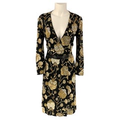 GUCCI Resort 2009 by Frida Giannini Size 6 Black & Brown Viscose Wrap Dress