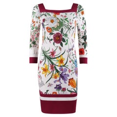 GUCCI Resort 2013 FRIDA GIANNINI Square Neck 3/4 Sleeve Floral Print Shift Dress