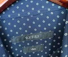 Gucci Resort 2014 Tile Pattern Silk Twill Shirt Slim fit 41 / 16 Made in Italy