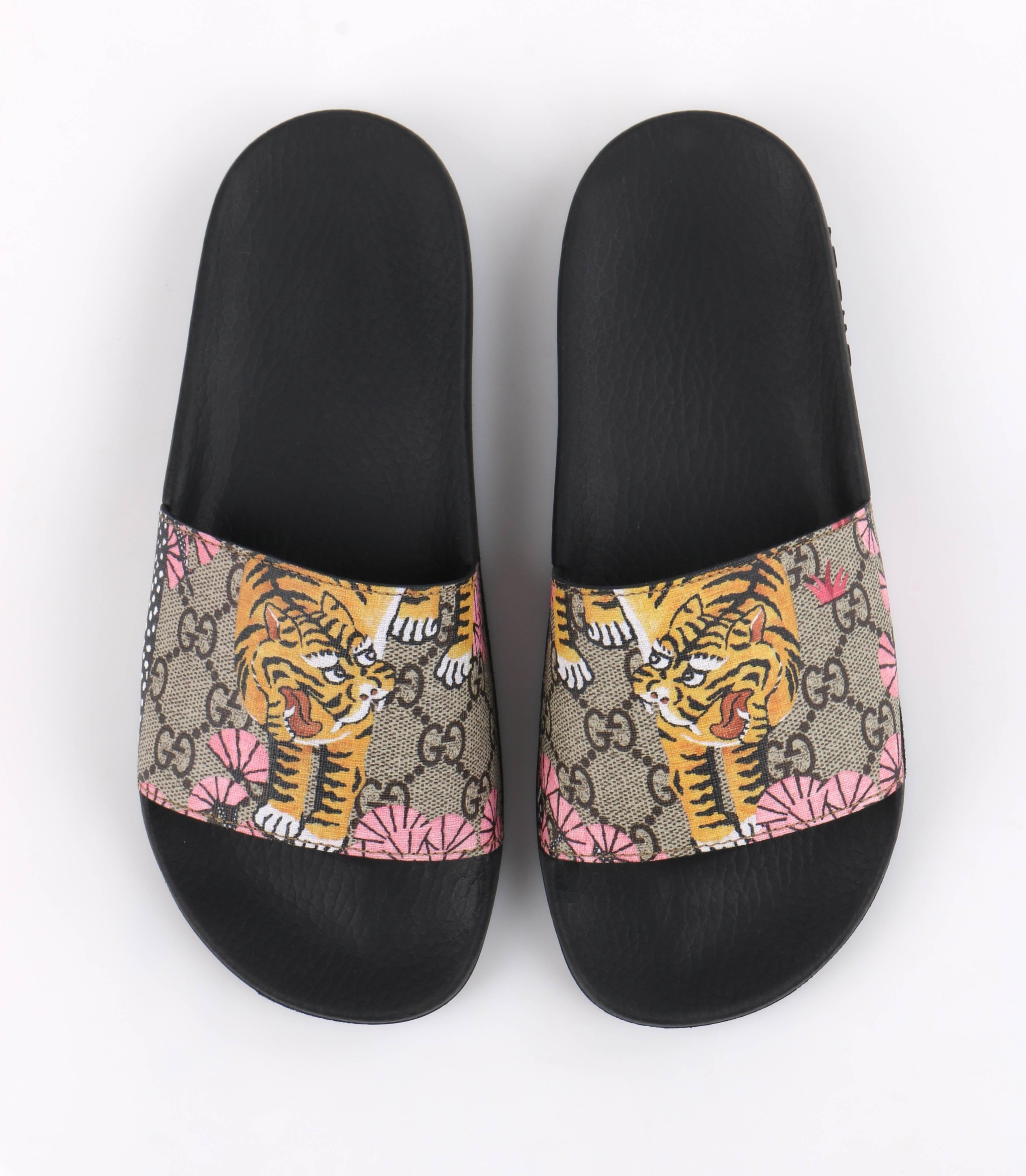 GUCCI Resort 2017 "Pursuit GG Supreme Bengal" Guccissima Tiger Print Slides  NIB at 1stDibs | gucci bengal tiger slides, gucci pursuit gg print slides