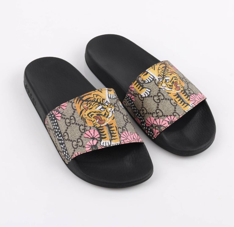 GUCCI Resort 2017 "Pursuit GG Supreme Bengal" Guccissima Tiger Print Slides  NIB at 1stDibs | gucci bengal tiger slides, gucci tiger slides, tiger gucci  slides