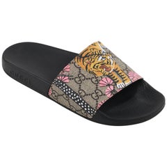 GUCCI Resort 2017 "Pursuit GG Supreme Bengal" Guccissima Tiger Print Slides NIB