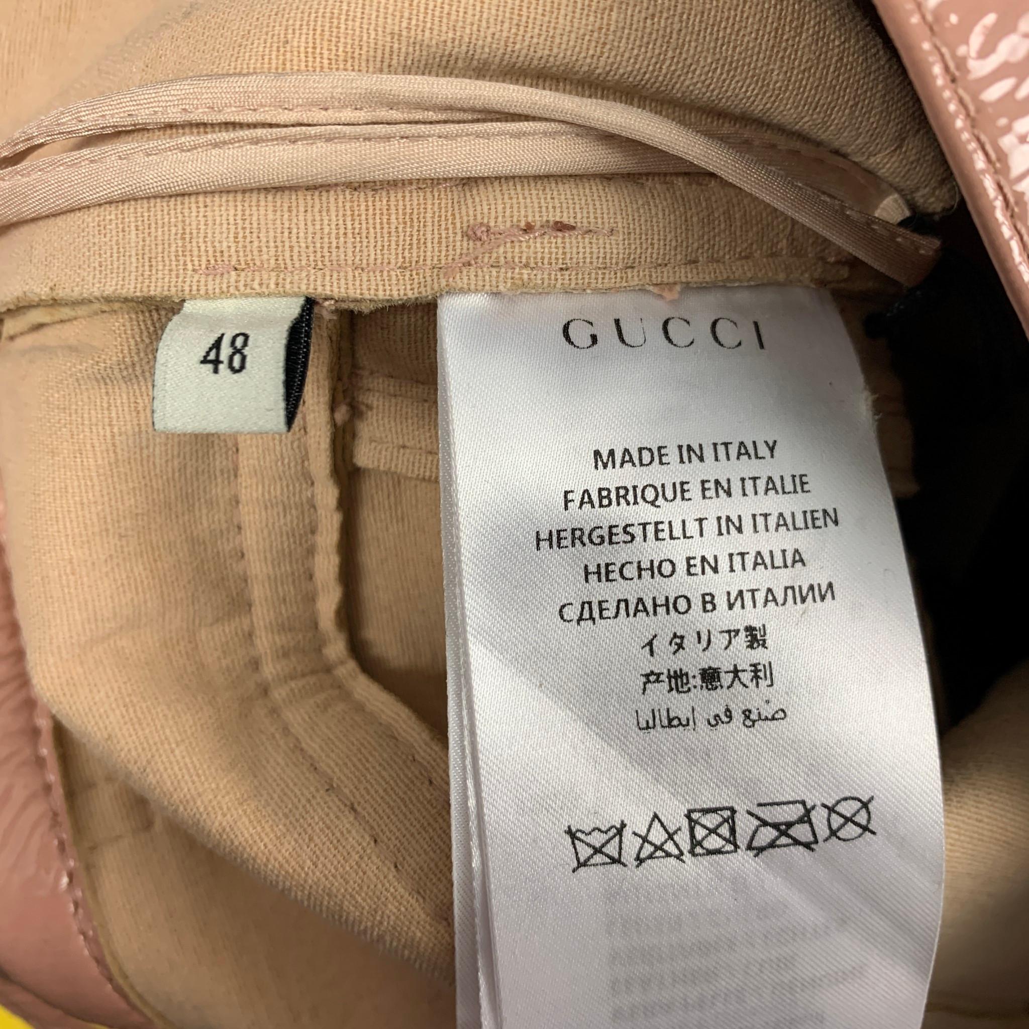 GUCCI Resort 2019 Size 32 Pink Patent Leather Side Tabs Pants 1