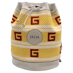 Gucci Resort Limited Ed Gelb Weiß Ibiza Drawstring Backpack Bag