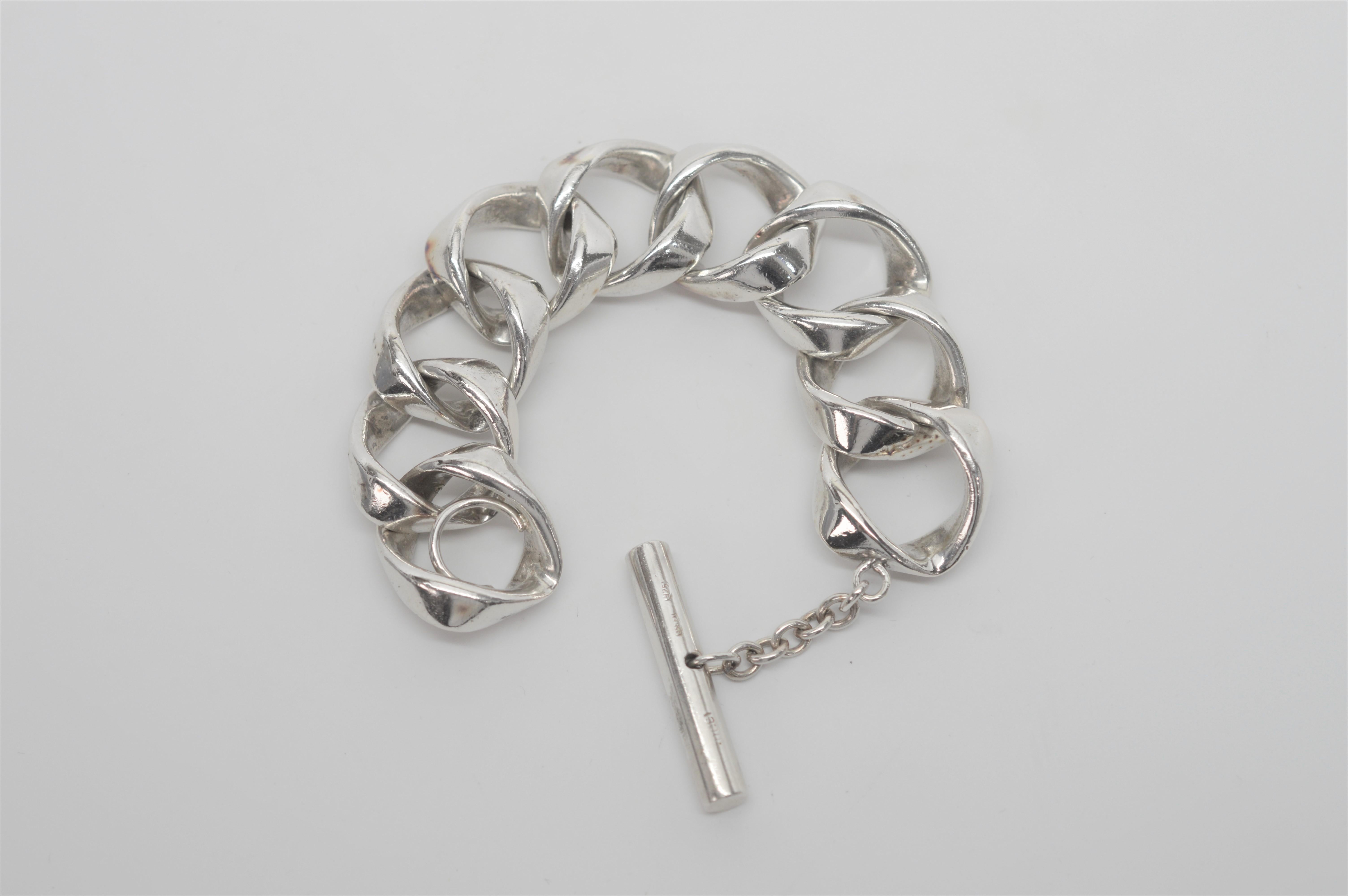 Women's or Men's Gucci Retro Large Chain Link Sterling Silver Bracelet