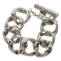Gucci Vintage Large Chain Link Sterling Silver Bracelet