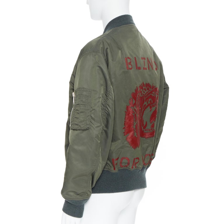 Gucci Reversible Green Nylon Swallow Embroidered Ma 1 Padded Bomber Jacket It48 For Sale At 1stdibs