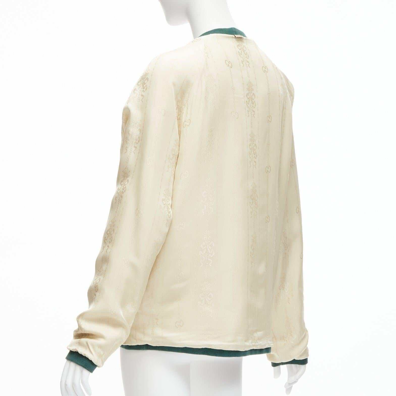 GUCCI Cardigan surdimensionné réversible vert rouge toile or GG bouton S en vente 9