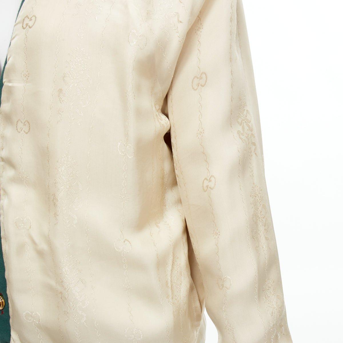 GUCCI Cardigan surdimensionné réversible vert rouge toile or GG bouton S en vente 11