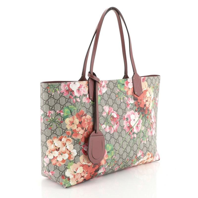 Beige Gucci Reversible Tote Blooms GG Print Leather Medium